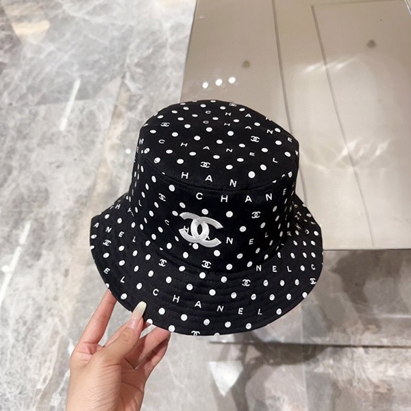 最新でオシャレ シャネル バケットハット N級品 ドット 水玉 sha48302